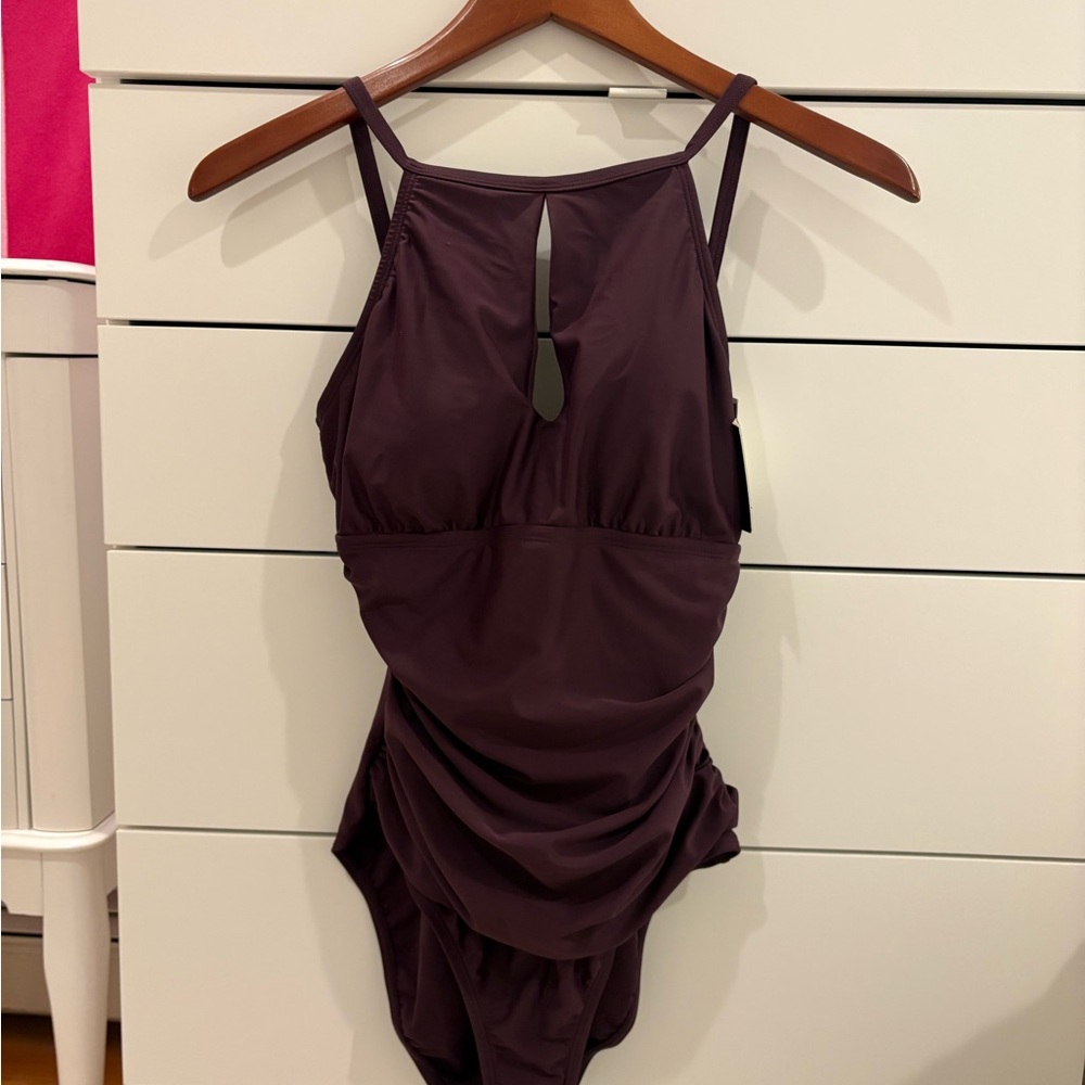 Ellen Tracy Plum One Piece Swimsuit